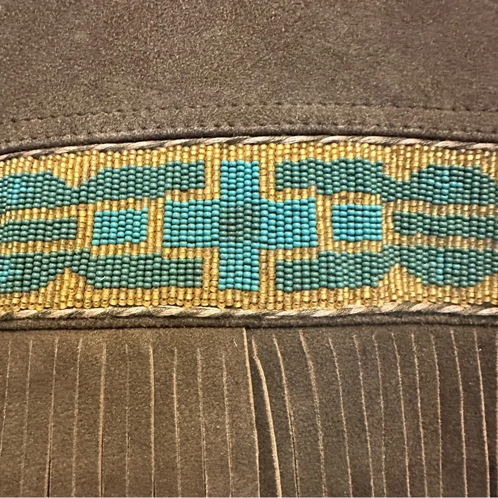 Tasha Polizzi Tan Suede Jacket with Patterned beaded Accents - Picture 4 of 7